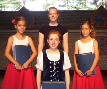 Recipients of the 2008 Clan Munro USA Scholarship for Highland dancing were recently presented with their certificates in Summerside, Prince Edward Island, Canada.  Were all attending summer school at The College of Piping & Celtic Performing Arts of Canada from July 14-18. 